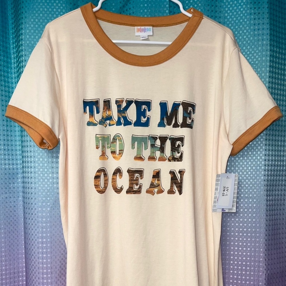 NWT Lularoe L peach ocean Liv tee shirt